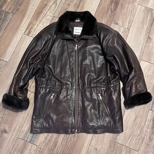 Andrew Marc for Neiman Marcus Men's Leather Croc Embossed Coat Medium